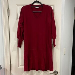 Poetry Deep Red Long Sleeve Dress